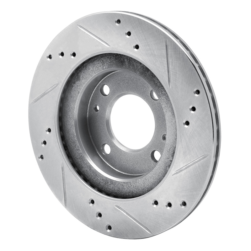 Mitsubishi I-MIEV Brake Rotor (1) - Front Left - R1 Concepts - Drilled & Slotted - Silver - `12-`17